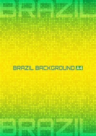Abstract digital background using Brazil flag colors, a4 format. Abstract pixels template A4 size design, brochure, Web, page, leaflet, with Brazil colored geometric shapes. Brazilのイラスト素材