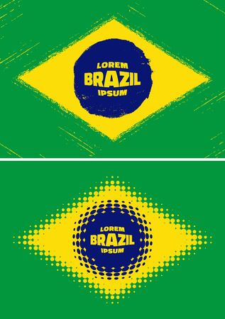 Set Brazil Flags. Grunge, halftone Brazil flags . modern Brazil colorful flags. illustrationのイラスト素材