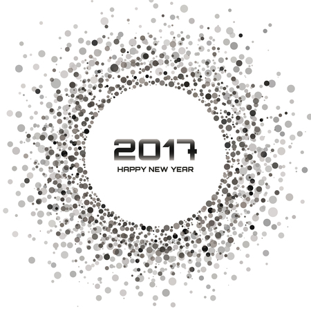 Gray - White color New Year 2017 circle Background. confetti circle new year frame. transparent background. Vector illustrationのイラスト素材