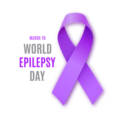 World epilepsy day. Purple ribbon on white background. Epilepsy solidarity symbol. Vector illustration.illustration.のイラスト素材