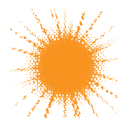 Sun icon. Halftone orange circle with gradient  texture circles design element. Vector illustrationのイラスト素材