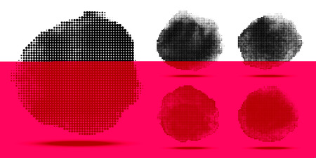 Halftone circle pattern. Grunge spot using halftone dots texture. Vector illustration.のイラスト素材