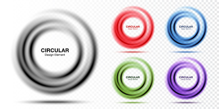 Vortex gradient round banner set. Text presentation layout. Abstract colorful swirl circle frame isolated on transparent background. Circular translucent gradient frame. Vector illustration.のイラスト素材