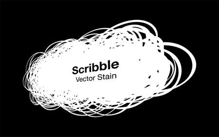 White hand drawn scribble pencil cloud circular shape. Sale banner. Scratch pen line sketch. Brush stroke stain. Vector design elements.のイラスト素材