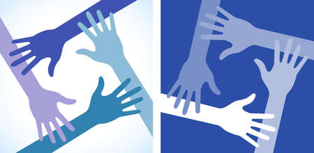 Four Hands Icon Set. Volunteer emblem. Vector illustrationのイラスト素材