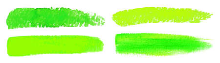 Green watercolor brush strokes. Canvas texture. Paint brush. Acrylic smear set. Vector illustrationの写真素材