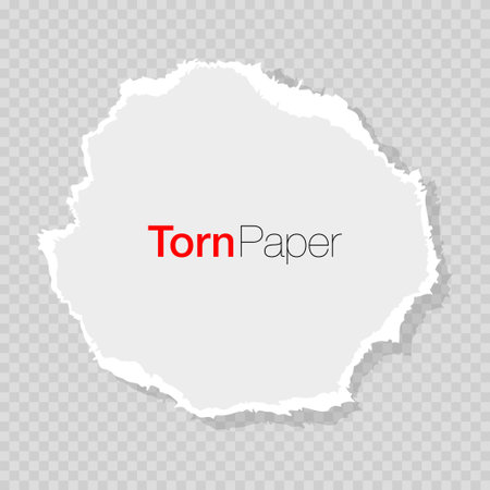 White ripped paper strip. Realistic paper scrap with torn edges. Torn paper for message note, page or banner. Vector illustration.のイラスト素材