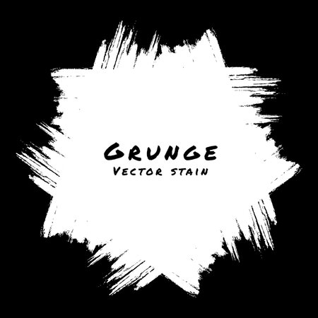 White scribble stain. Grunge frame. Hand drawn in brush. Sale banner. Vector distress backgroundのイラスト素材