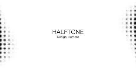 Halftone wavy frame. Design for poster, invitation, gift card, coupon, book cover. Banner halftone. Retro vintage background. Vector illustration.のイラスト素材