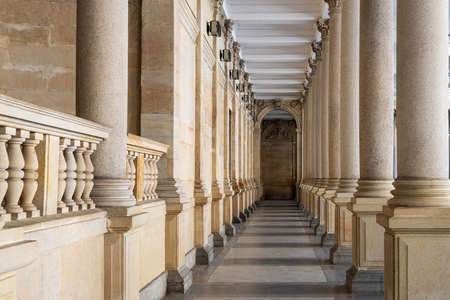 Open gallery made of white sandstone in Karlovy Varyの写真素材