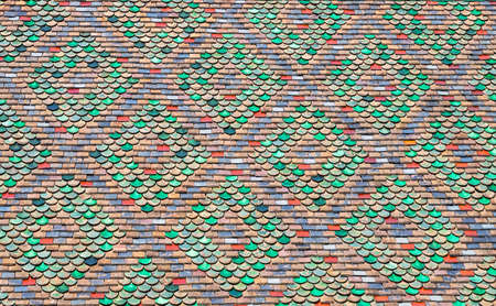 Texture, pattern, ornament from old colorful weathered roof tilesの写真素材