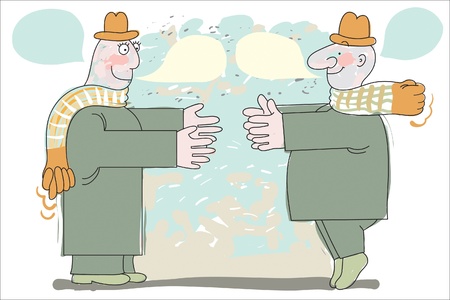 Two men pretend to be happy with each otherのイラスト素材