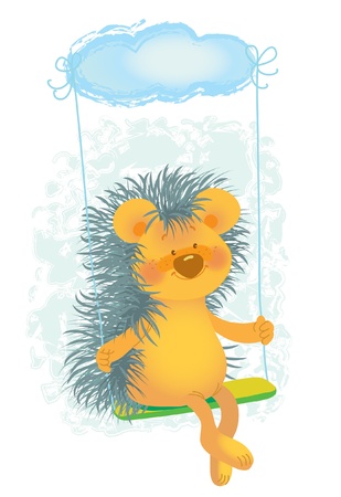 hedgehog riding on a swingのイラスト素材