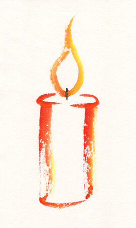 Zen candle watercolor paintingの写真素材