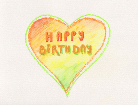 Happy birthday heart paintingの写真素材