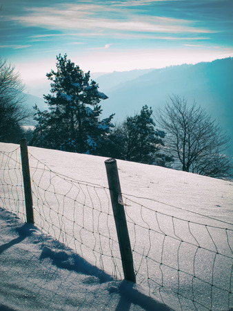 Retro style winter landscapeの写真素材