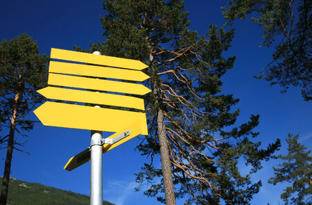 Blank directional signs for hikersの写真素材