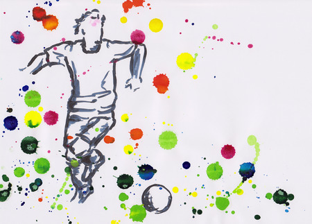 Soccer player watercolor paintingの写真素材