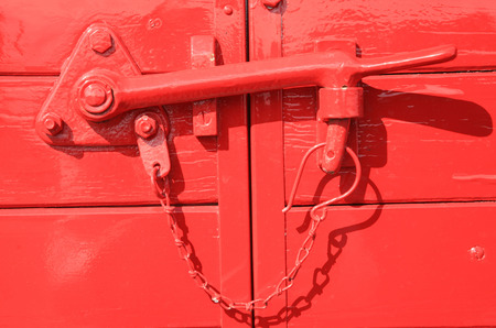 Locked door on an old truckの写真素材