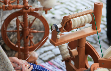 Spinning wheel in actionの写真素材