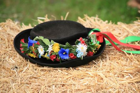 Traditional Swiss decorated hatの写真素材