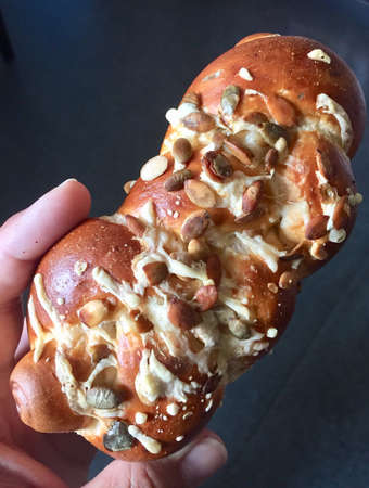 German traditional bread roll made with cheese and lye