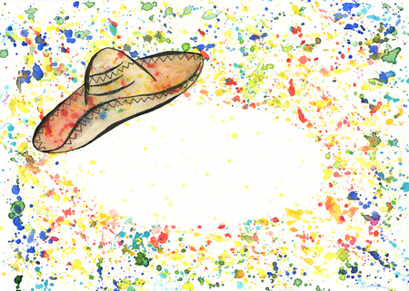 Cinco de Mayo illustration with sombrero and copy spaceの写真素材