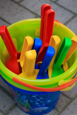 Children's toys plastic buckets and shovels