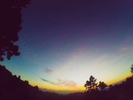 Sunset on mountain in Phu Chi Fa. Chiang Rai. Thailandの写真素材