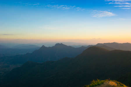 Mountain valley during sunrise. Natural summer landscapeの写真素材