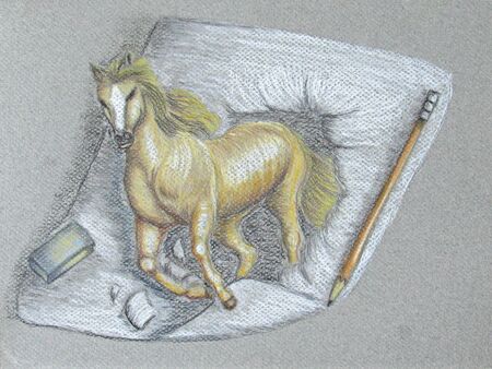 fantasy wild horse out of paperの写真素材