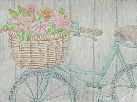 Bike with flowersの写真素材