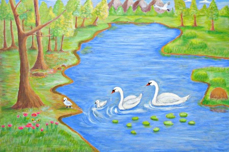 Swans lakeの写真素材