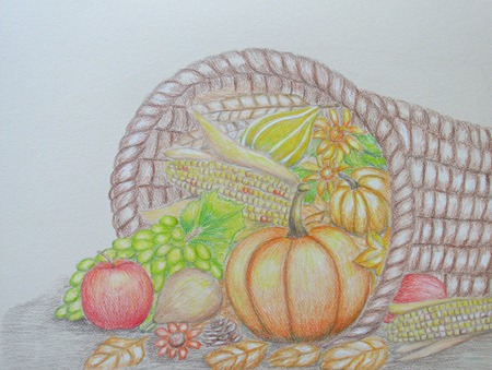 thanksgiving fruits and vegetablesの写真素材