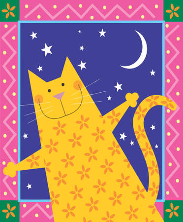 yellow cat is opening it s arm to give a hugの写真素材