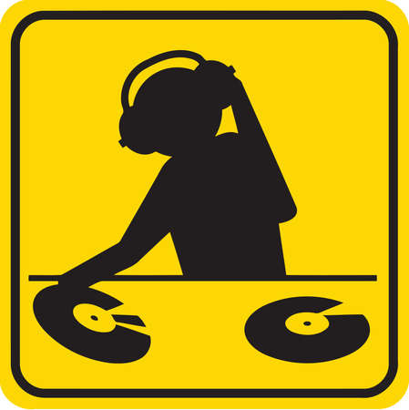 A silhouette illustration of a DJ の写真素材