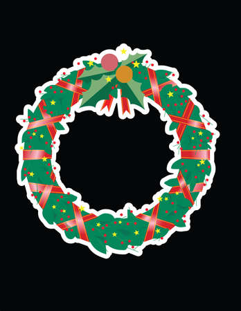 A Christmas garland for decoration with black backgroundの写真素材