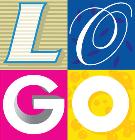 Logo word in a colourful illustrationの写真素材