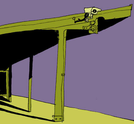 An illustration of a cctv camera located on top of buildingの写真素材