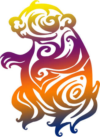 An Art-Deco style Silhouette bearの写真素材