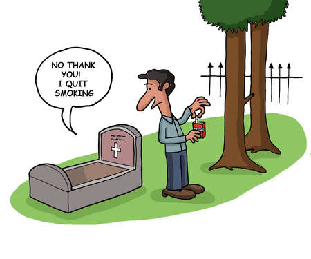 A deceased person tells that he quit smoking in his graveの写真素材