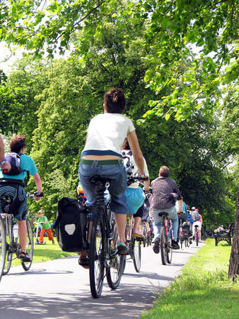 Group of cyclists in the park     のeditorial素材