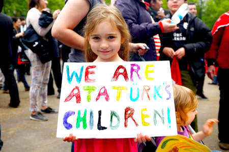 Little Turkish girl in a demoのeditorial素材