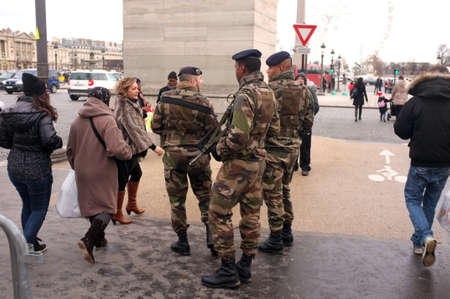 Soldiers in Paris  streetsのeditorial素材
