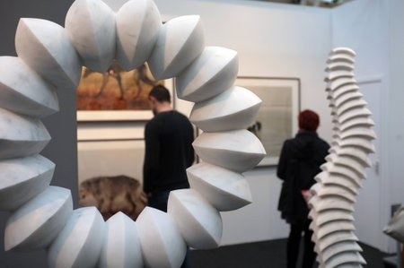 Visitors viewing art in a gallery