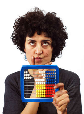 Woman calculates with Abacus