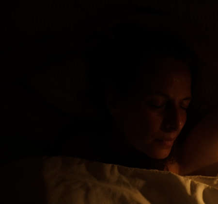 Sleeping middle age beautiful Womanの写真素材