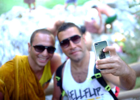 Two men take a selfie