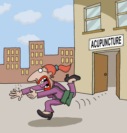 Conceptual cartoon about acupuncture