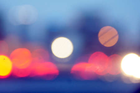 Blurry traffic lights images with unfocused shotの写真素材